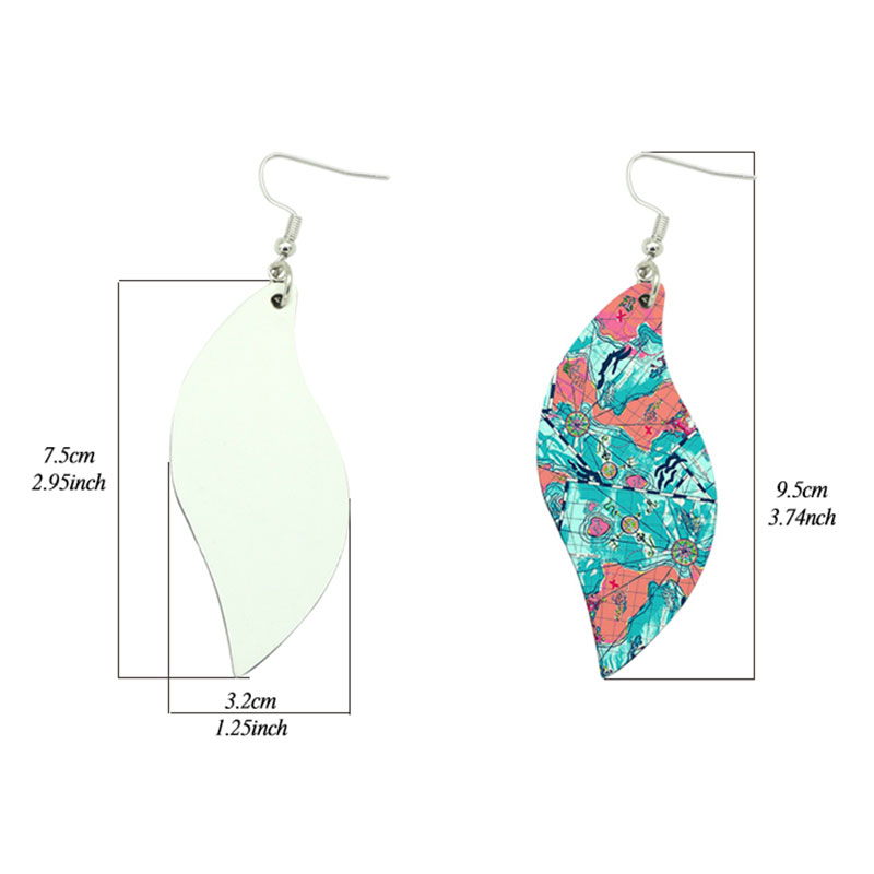 Anting Kulit PU Sublimasi Bentuk Daun (pasangan)