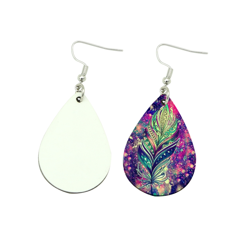 Anting Kulit PU Sublimasi Bentuk Tetesan (sepasang)