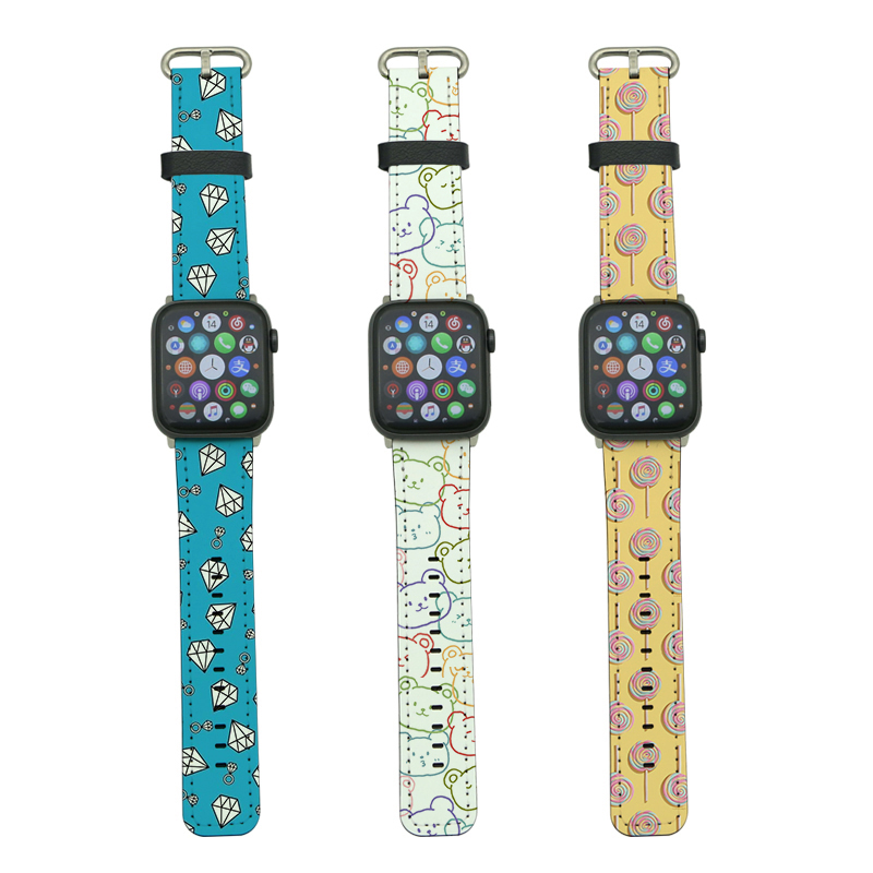 Tali Apple iWatch Kulit PU Sublimasi untuk Seri 4/5-44mm