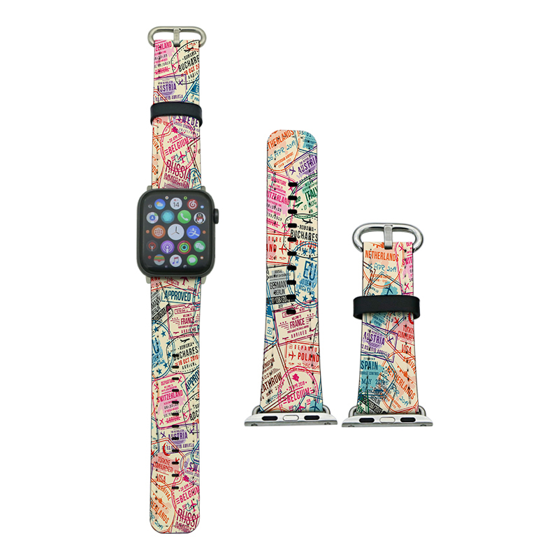 Tali Jam Tangan Apple Kulit PU Sublimasi untuk Seri 1/2/3-38mm