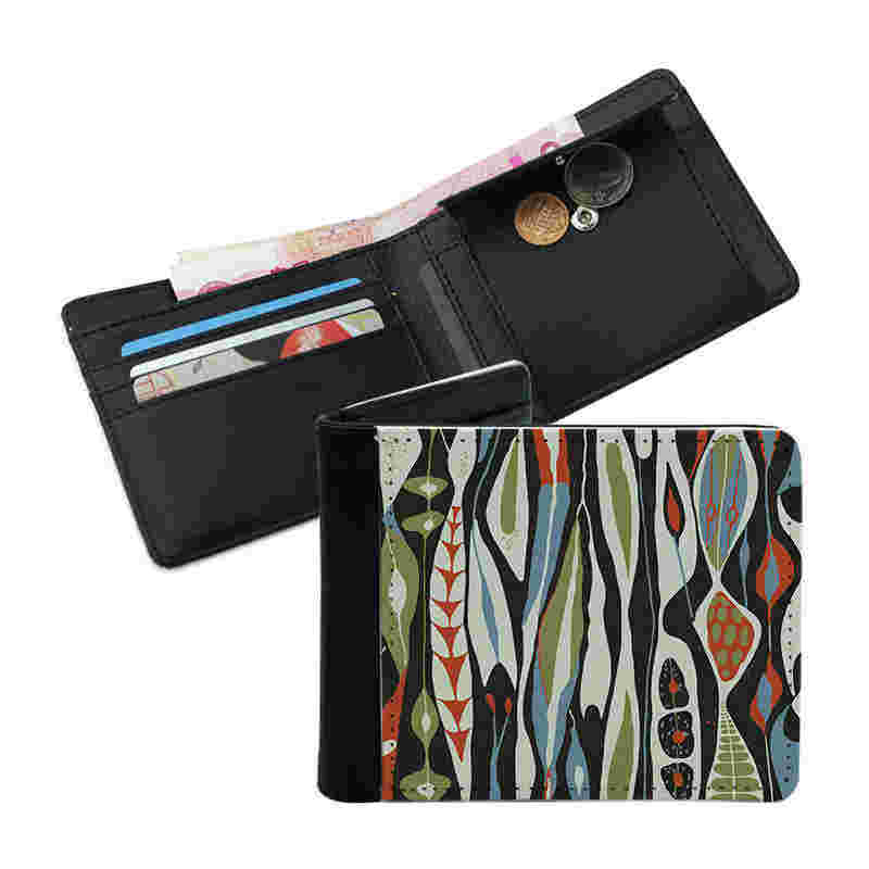 Dompet Bifold Kulit Buatan Sublimasi Pria dengan Saku Koin Dompet Bifold Kulit Buatan Sublimasi Pria dengan Saku Koin